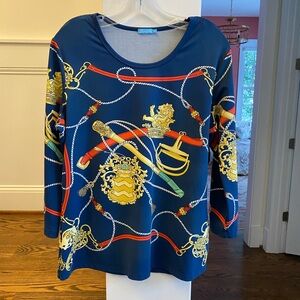 J. McLaughlin Signature Tee Equestrian Pattern Size XL